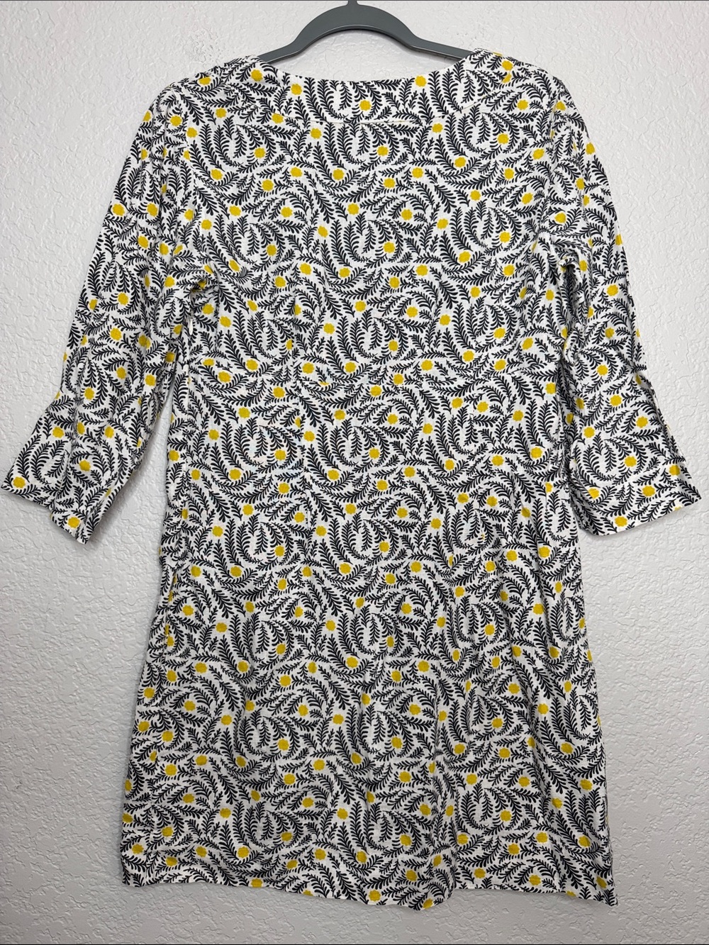 Boden 100% Linen Mini Shift Tunic Dress Size 8 Floral V Neck - Picture 7 of 7